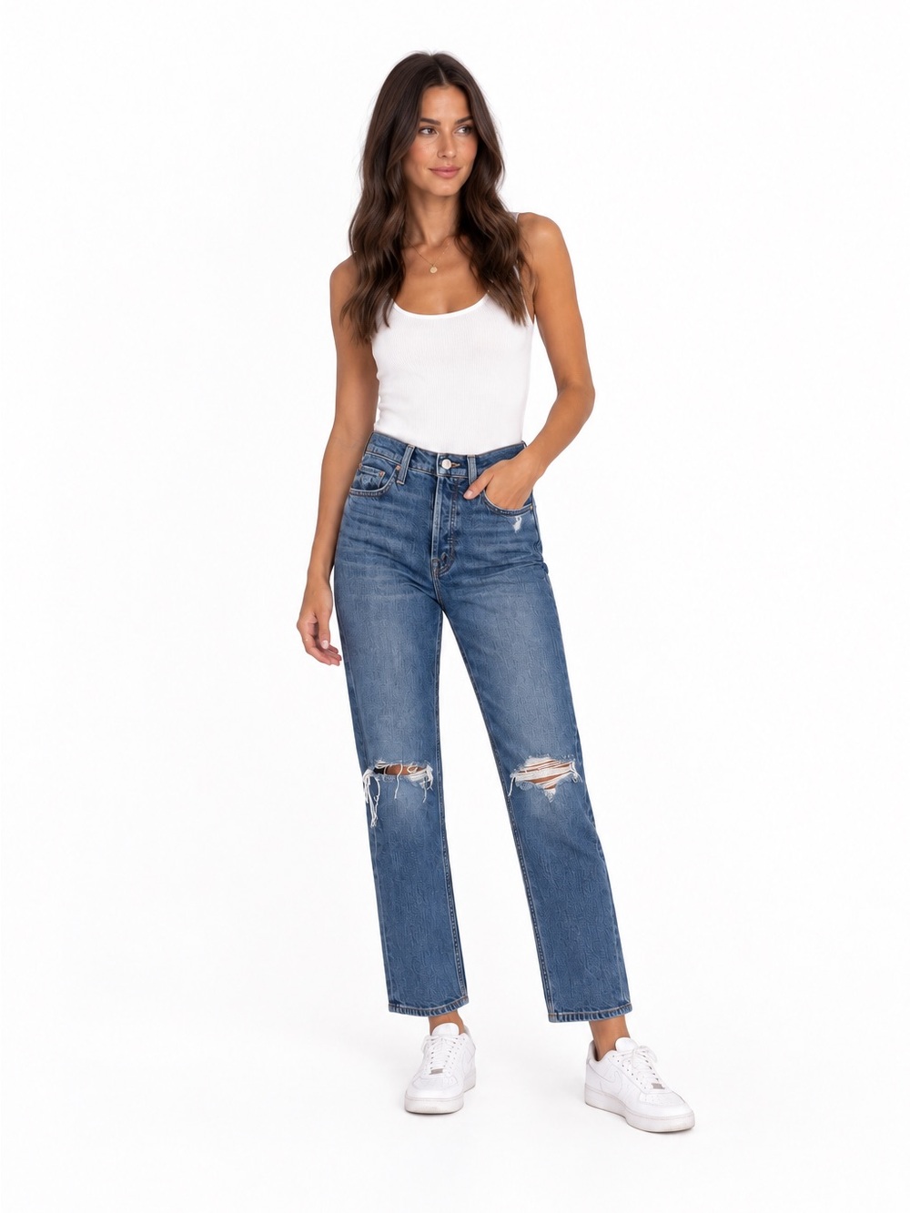 MOTHER The Tomcat Distressed Straight Leg Jeans – Blue | Size 23